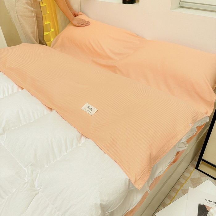 91家纺网 家纺一手货源 找家纺 眠博士 2024新款60贡缎提花 旅行睡袋场景一暖光 睡袋-提花橘粉