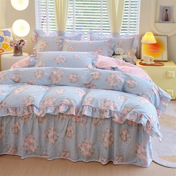 91家纺网 家纺一手货源 找家纺 宝齐莱2024新款全棉13372韩版印花四件套单品系列-单被套 初享-紫