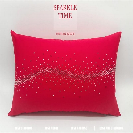 澜屿 24款全棉100支大红星空满钻小抱枕头枕芯腰靠枕 红色