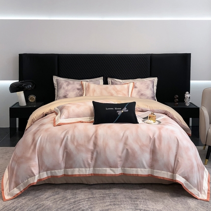 91家纺网 家纺一手货源 找家纺 （总）若未家居 2025新款50S数码印花轻奢风套件 慕白