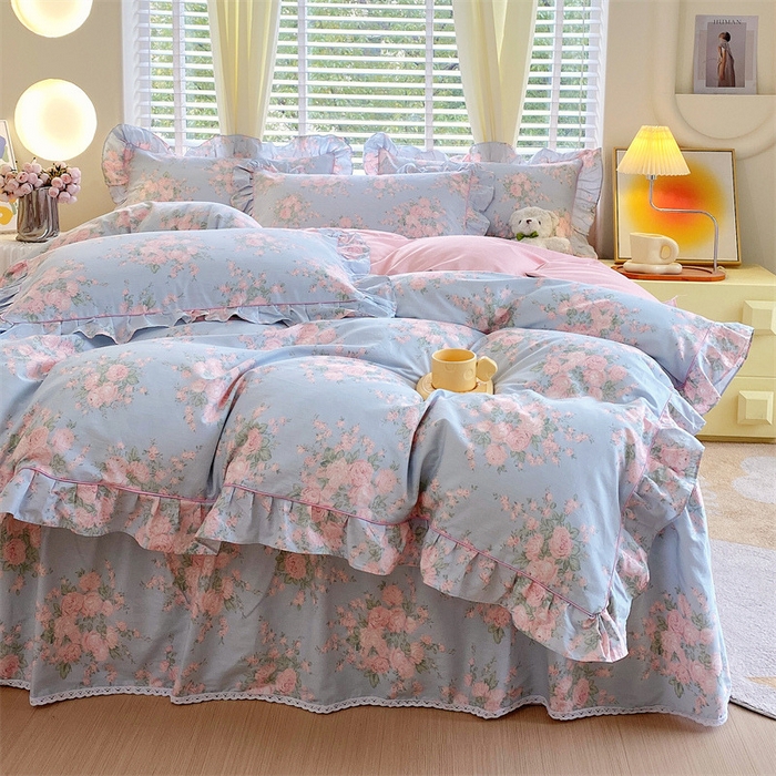 91家纺网 家纺一手货源 找家纺 宝齐莱2024新款全棉13372韩版印花四件套单品系列-单被套 初享-紫