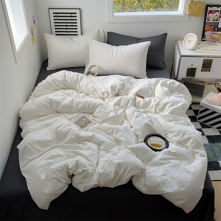 91家纺网 家纺一手货源 找家纺 阿曼达 2024新款ins博主风ins奶油风简约轻奢混搭水洗m四件套 混搭水洗-奶乎白灰