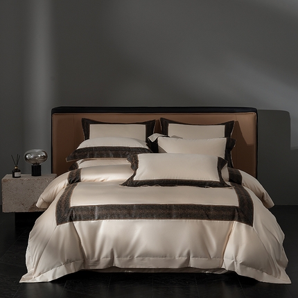 品家居 2025新款全棉100支长绒棉刺绣四件套-星空 浅香槟