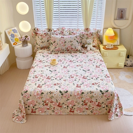 91家纺网 家纺一手货源 找家纺 （总）宝齐莱2024新款全棉13372韩版印花四件套单品系列-单床单