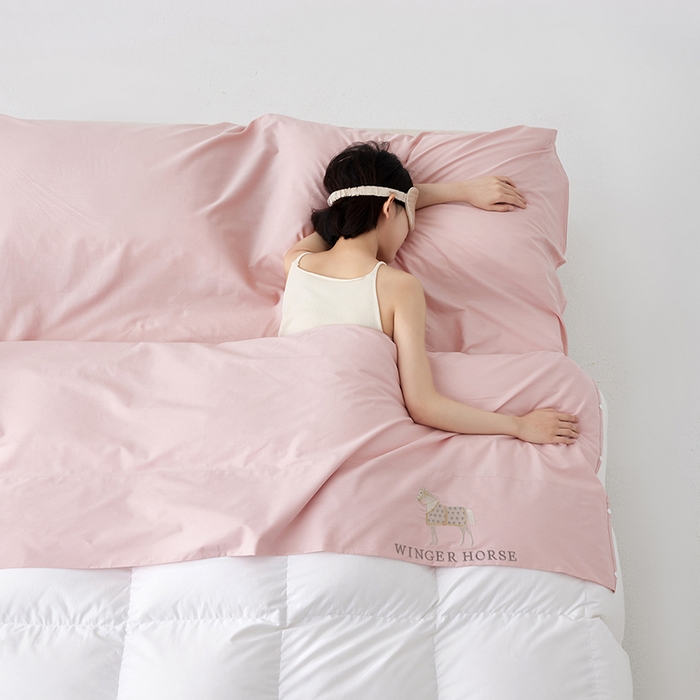 91家纺网 家纺一手货源 找家纺 千朵森 2024新款A类长绒棉刺绣睡袋 漾-云霜粉