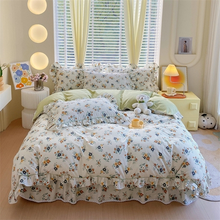 91家纺网 家纺一手货源 找家纺 （总）宝齐莱2024新款全棉13372韩版印花四件套 