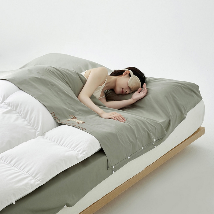 91家纺网 家纺一手货源 找家纺 千朵森 2024新款A类长绒棉刺绣睡袋 漾-烟灰绿