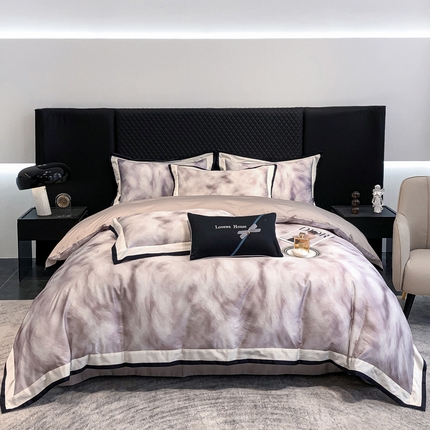 91家纺网 家纺一手货源 找家纺 （总）若未家居 2025新款50S数码印花轻奢风套件 慕白