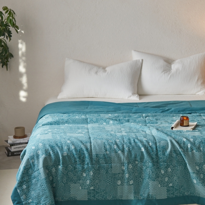 91家纺网 家纺一手货源 找家纺 安莱生活 2024新品双层纱色织花妍缤纷单夏被 花妍缤纷-筠雾