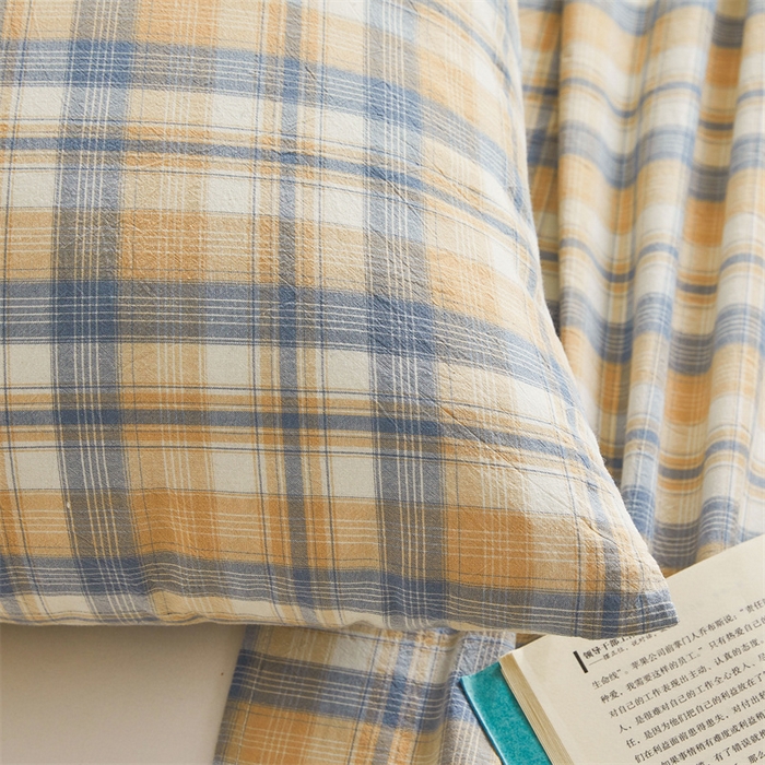 91家纺网 家纺一手货源 找家纺 雅萱家纺 2024新款A类色织全棉水洗棉单枕套 朦胧格