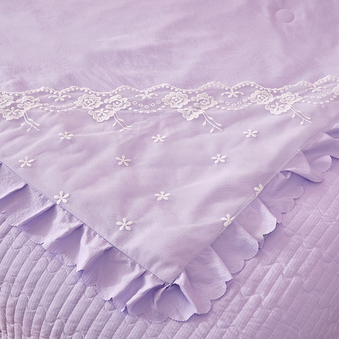 91家纺网 家纺一手货源 找家纺 绣女坊 2024新款泡泡棉床盖四件套 香芋紫