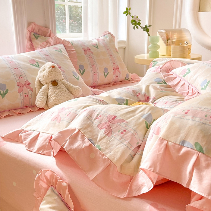 91家纺网 家纺一手货源 找家纺 （总）美达 2025新款韩版全棉四件套单品系列-床裙四件套