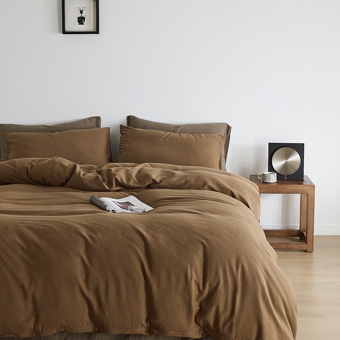 91家纺网 家纺一手货源 找家纺 梦享生活家居 2024新款全棉小提花四件套系列 摩卡+咖