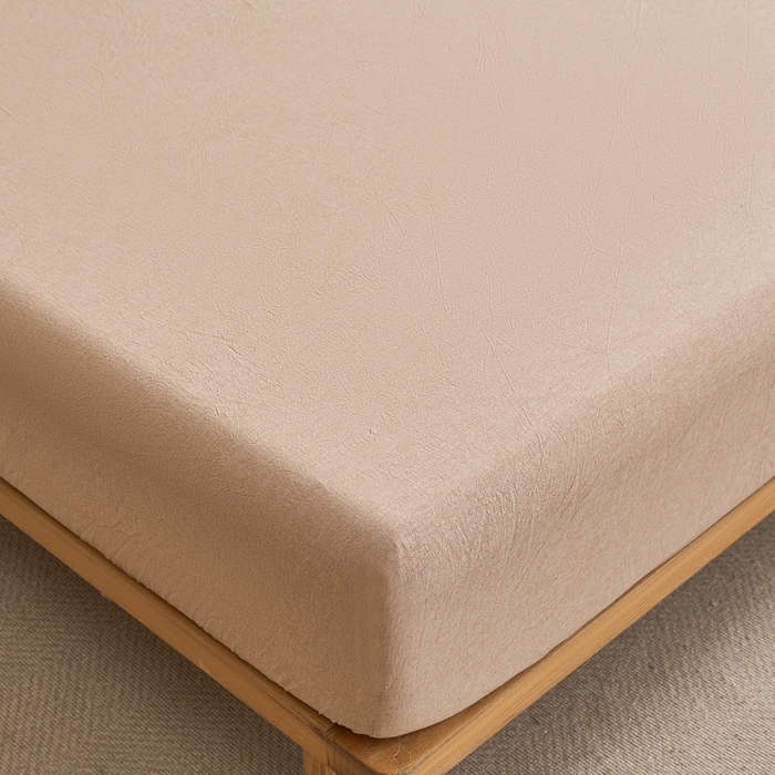 91家纺网 家纺一手货源 找家纺 雅萱家纺 2024新款A类色织全棉水洗棉单床笠 床笠-暖阳咖