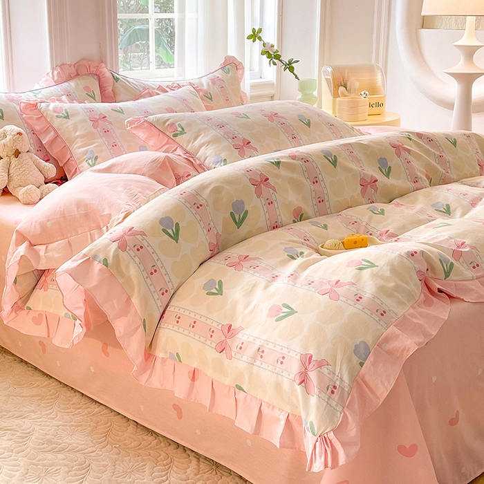 91家纺网 家纺一手货源 找家纺 （总）美达 2025新款韩版全棉四件套单品系列-床裙四件套