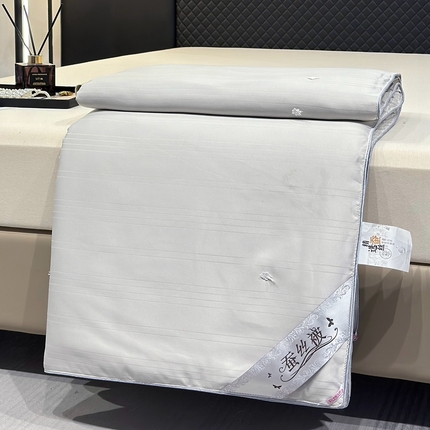 91家纺网 家纺一手货源 找家纺 江山被业 2025新款长绒棉蚕丝被 浅灰