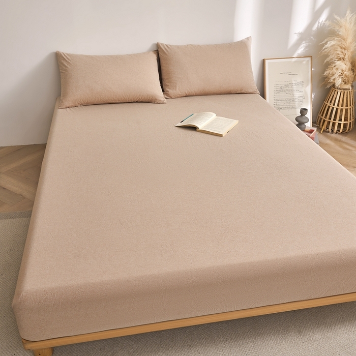 91家纺网 家纺一手货源 找家纺 雅萱家纺 2024新款A类色织全棉水洗棉单床笠 床笠-暖阳咖