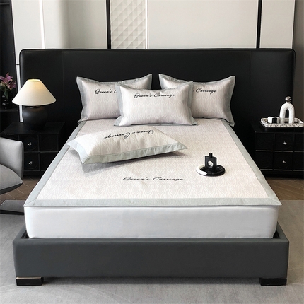 91家纺网 家纺一手货源 找家纺 （总）三味舒屋 2025新款凉感抗菌防螨刺绣冰丝席（新升级7A抗菌）--库里