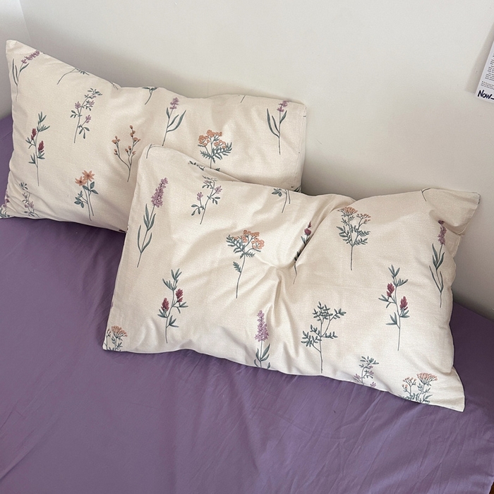 91家纺网 家纺一手货源 找家纺 艾沁家纺 2024新款13372全棉印花枕套 紫薇