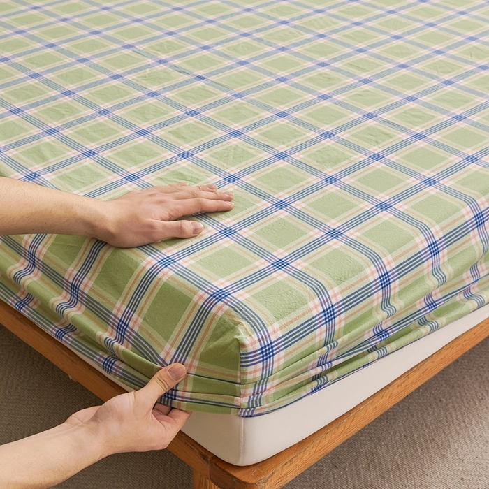 91家纺网 家纺一手货源 找家纺 雅萱家纺 2024新款A类色织全棉水洗棉单床笠 床笠-山野间