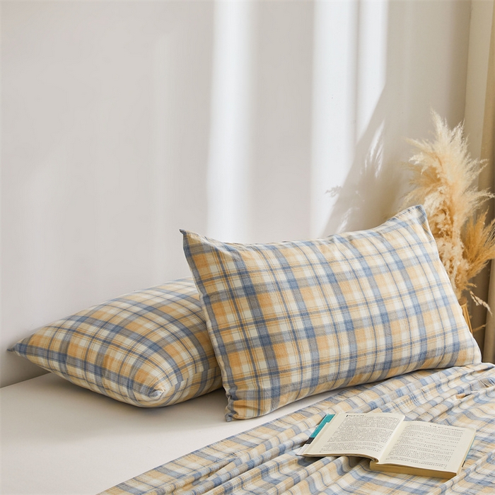 91家纺网 家纺一手货源 找家纺 雅萱家纺 2024新款A类色织全棉水洗棉单枕套 朦胧格