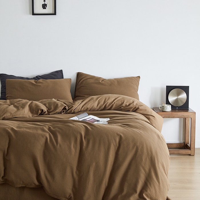 91家纺网 家纺一手货源 找家纺 梦享生活家居 2024新款全棉小提花四件套系列 南瓜色