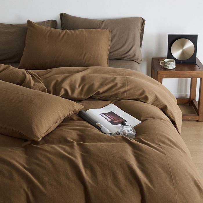 91家纺网 家纺一手货源 找家纺 梦享生活家居 2024新款全棉小提花四件套系列 摩卡+咖