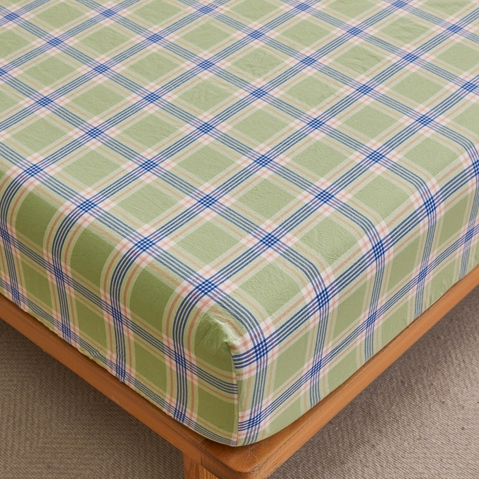 91家纺网 家纺一手货源 找家纺 雅萱家纺 2024新款A类色织全棉水洗棉单床笠 床笠-山野间