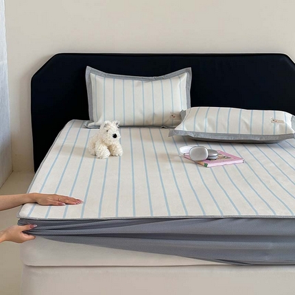 昔可家纺 2024新款A类900D数码印花刺绣床笠款冰丝席开心蝴蝶结狗