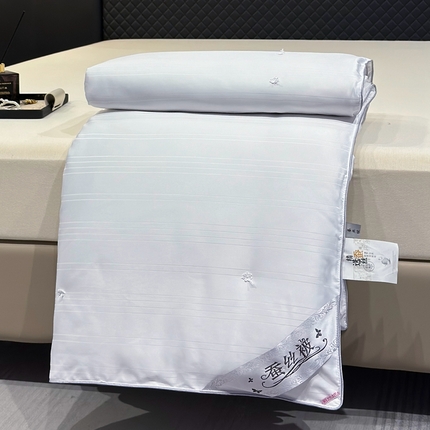 91家纺网 家纺一手货源 找家纺 江山被业 2025新款长绒棉蚕丝被 白色