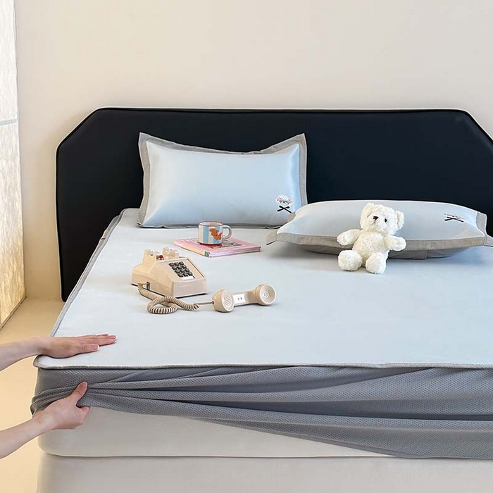 91家纺网 家纺一手货源 找家纺 （总）昔可家纺 2024新款A类900D纯色绣花床笠款冰丝席