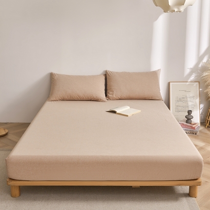 雅萱家纺 2024新款A类色织全棉水洗棉单床笠 床笠-暖阳咖