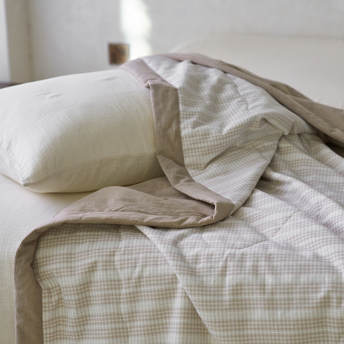 91家纺网 家纺一手货源 找家纺 安莱生活 2024新款水洗色织花漾夏被 花漾-卡其