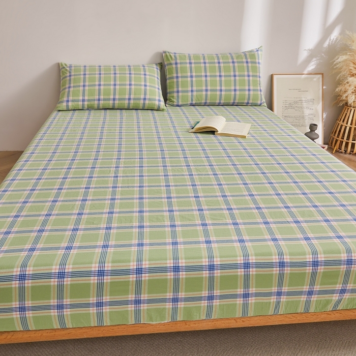 91家纺网 家纺一手货源 找家纺 雅萱家纺 2024新款A类色织全棉水洗棉单床笠 床笠-山野间