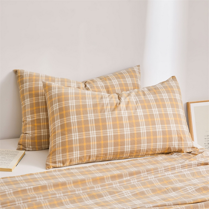 91家纺网 家纺一手货源 找家纺 雅萱家纺 2024新款A类色织全棉水洗棉单枕套 意境-卡其