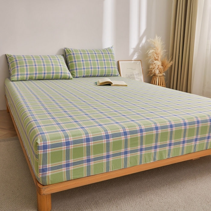 91家纺网 家纺一手货源 找家纺 雅萱家纺 2024新款A类色织全棉水洗棉单床笠 床笠-山野间