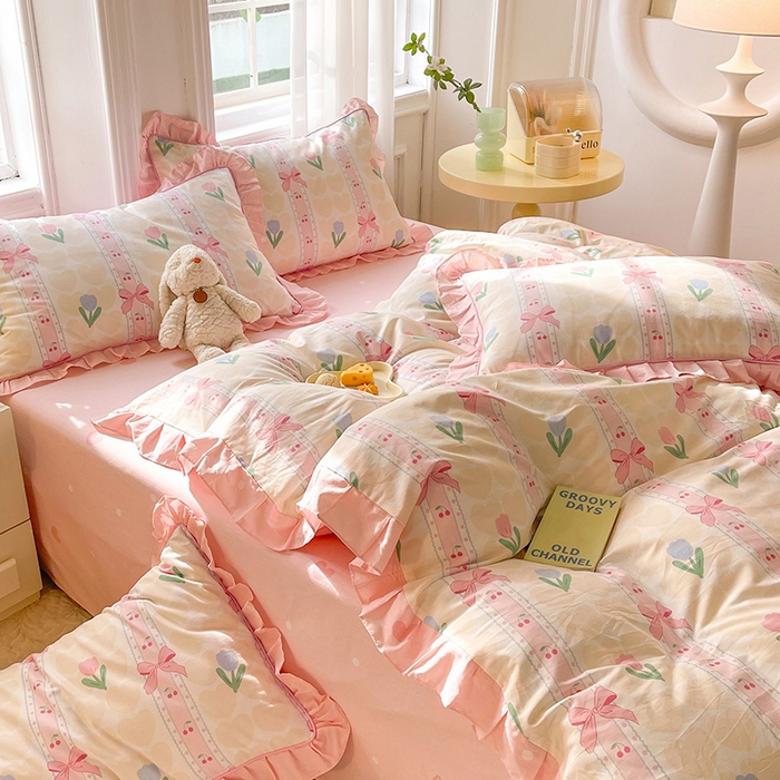 91家纺网 家纺一手货源 找家纺 （总）美达 2025新款韩版全棉四件套单品系列-床裙四件套