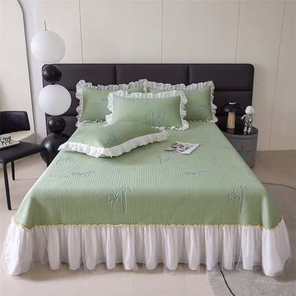 91家纺网 家纺一手货源 找家纺 （总）情恒家纺 2025新款凉感豆豆床盖款三件套（淡雅竹香）