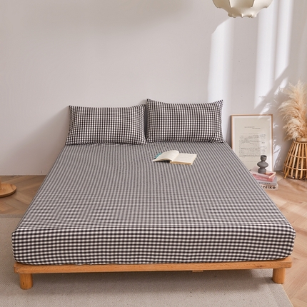 雅萱家纺 2024新款A类色织全棉水洗棉单床笠 床笠-小黑格