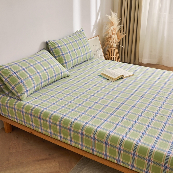 91家纺网 家纺一手货源 找家纺 雅萱家纺 2024新款A类色织全棉水洗棉单床笠 床笠-山野间