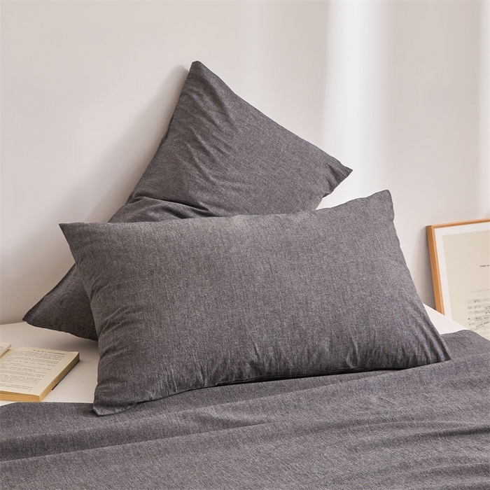 91家纺网 家纺一手货源 找家纺 雅萱家纺 2024新款A类色织全棉水洗棉单枕套 深孔灰