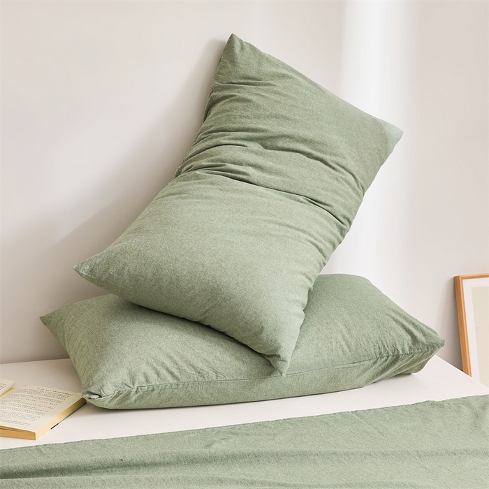 91家纺网 家纺一手货源 找家纺 雅萱家纺 2024新款A类色织全棉水洗棉单枕套 水墨绿