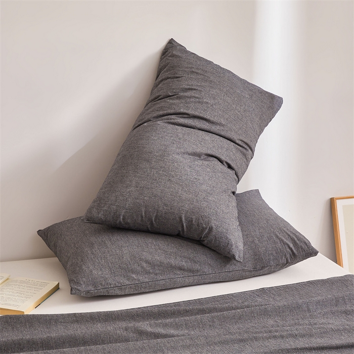 91家纺网 家纺一手货源 找家纺 雅萱家纺 2024新款A类色织全棉水洗棉单枕套 深孔灰