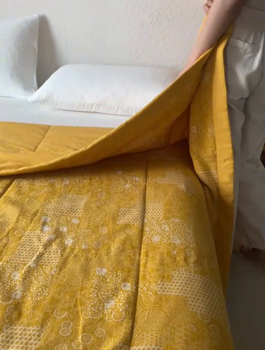 91家纺网 家纺一手货源 找家纺 安莱生活 2024新品双层纱色织花妍缤纷单夏被 花妍缤纷-姜黄