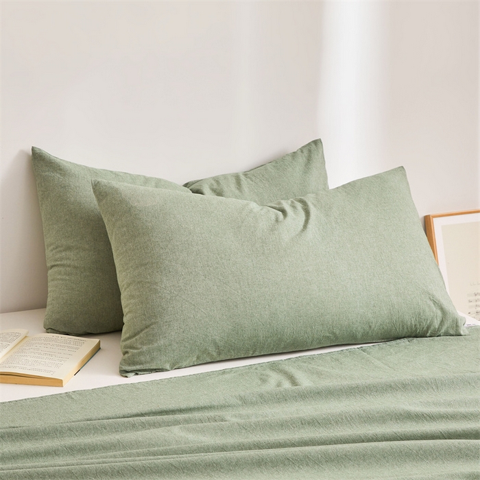91家纺网 家纺一手货源 找家纺 雅萱家纺 2024新款A类色织全棉水洗棉单枕套 水墨绿