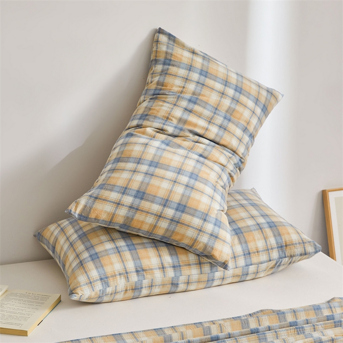 91家纺网 家纺一手货源 找家纺 雅萱家纺 2024新款A类色织全棉水洗棉单枕套 朦胧格