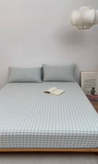 91家纺网 家纺一手货源 找家纺 雅萱家纺 2024新款A类色织全棉水洗棉单床笠 床笠-意境-兰星格