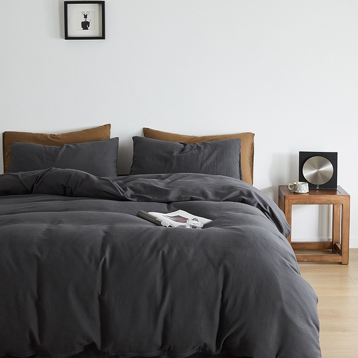 91家纺网 家纺一手货源 找家纺 梦享生活家居 2024新款全棉小提花四件套系列 黑茶