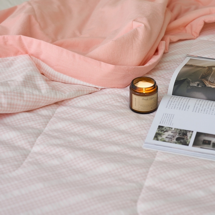 91家纺网 家纺一手货源 找家纺 安莱生活 2024新款水洗色织花漾夏被 花漾-嫩粉