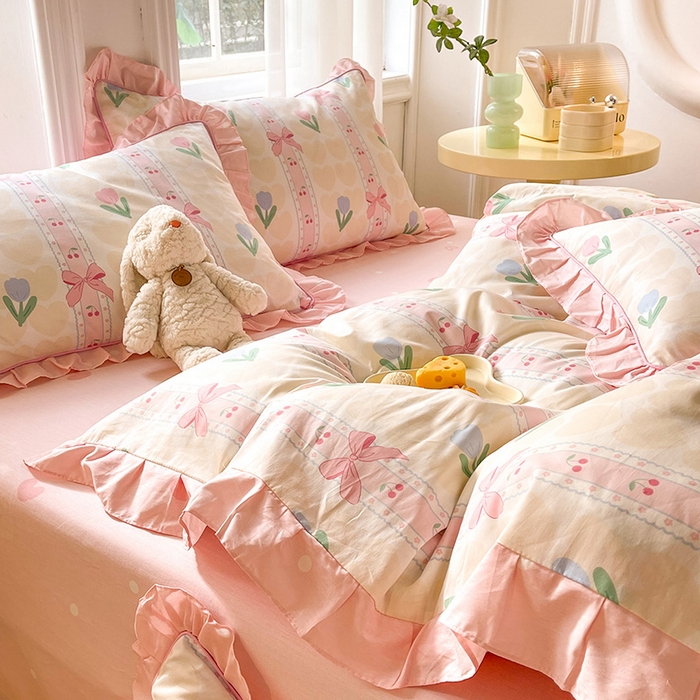 91家纺网 家纺一手货源 找家纺 （总）美达 2025新款韩版全棉四件套单品系列-床裙四件套